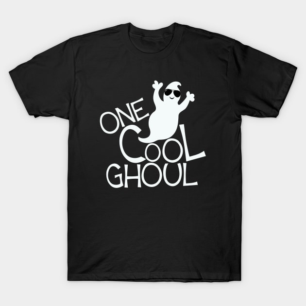 One Cool Ghoul Ghost Boo Cute Funny Halloween Art Graphic T-Shirt by Rosemarie Guieb Designs